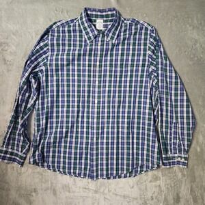 Brooks Brothers Regent Shirt Mens XXL Blue Green Multi Check Button Down Preppy